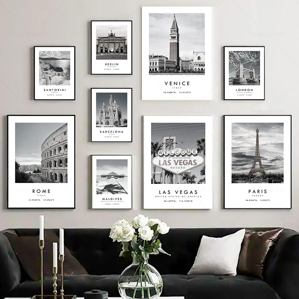 Star Map Poster - Poster Fotografi Perjalanan Kota Hitam Putih