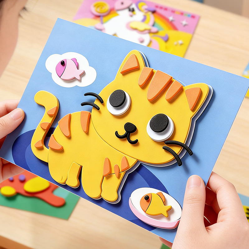 Science Toys Diy - Stiker 3D Anak-anak, 10 Lembar Acak,